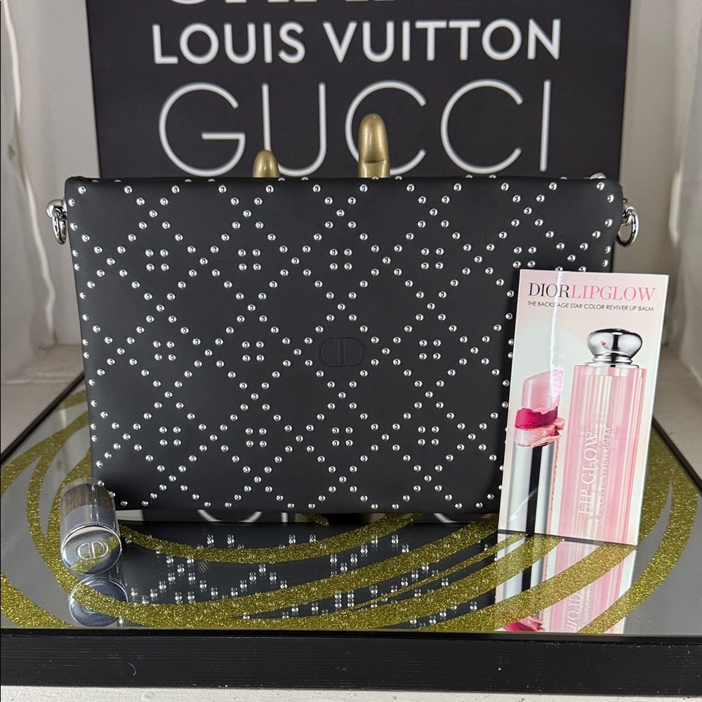 Dior Black Studded Handbag with Silver Details - Picture 2 of 5